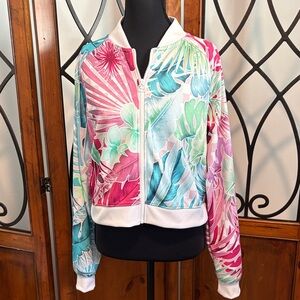 Nike Tropical Floral Bomber Jacket - Pink, Teal, Green, White